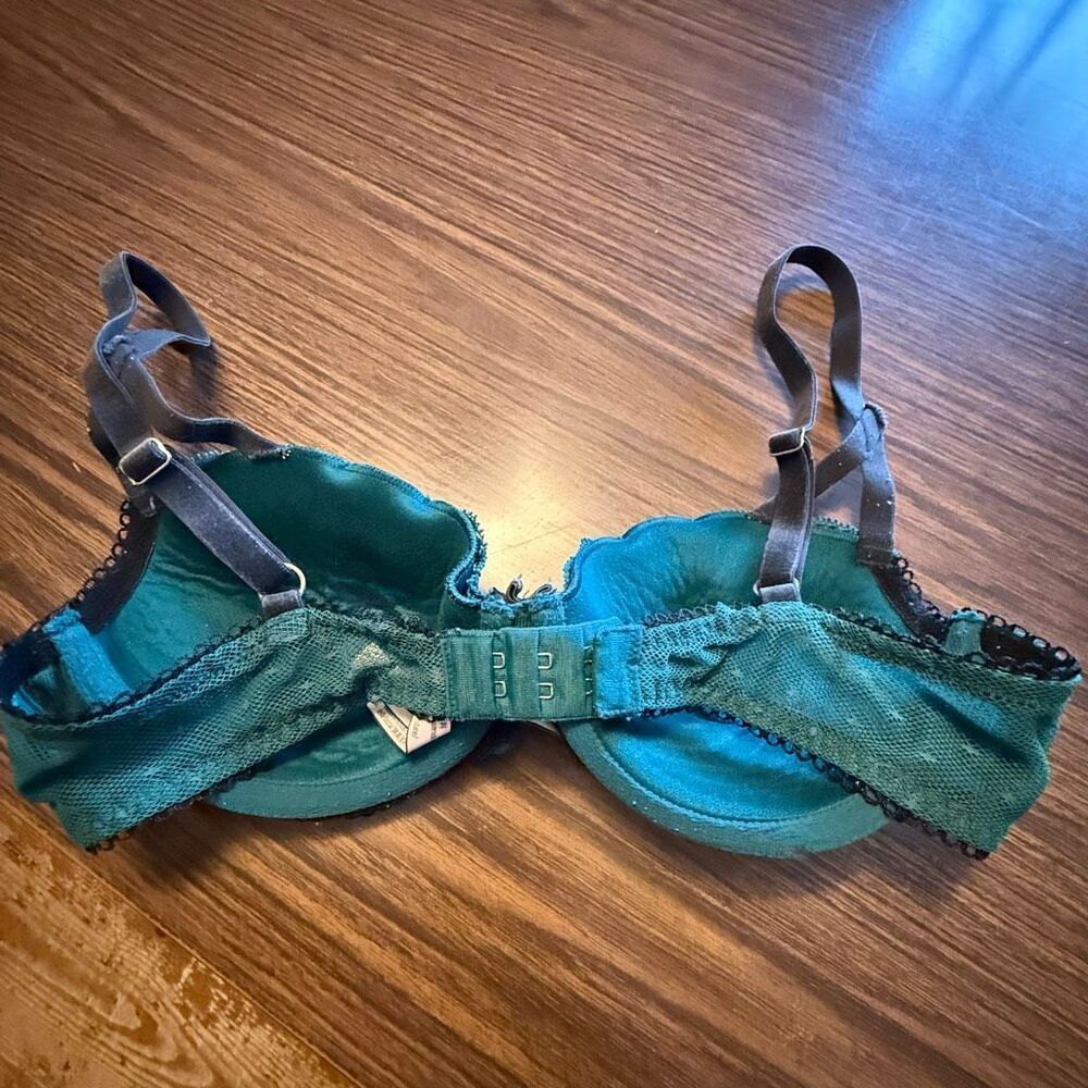 Victoria's Secret Dream Angels Lined Demi Bra Green Black Velvet 34C - Picture 3 of 8